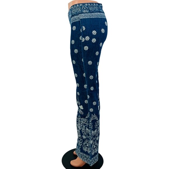 Free People Bohemian Printed Bell Bottom Flare Jeans - Picture 7 of 16
